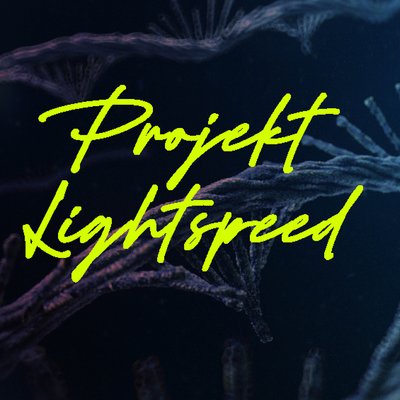 mRNA Strukturen, darüber der gelbe Schriftzug "Projekt Lightspeed"