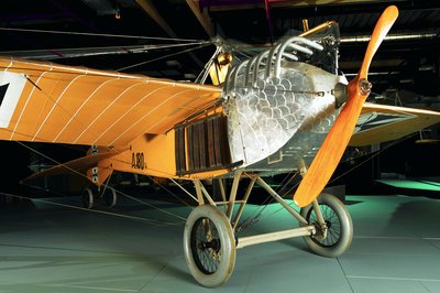 Die Jeannin Stahltaube ist ein zweisitziger Eindecker. Sie misst 9,70 Meter und hat eine Flügelspannweite von fast 14 Metern. Die Flächen und der zweiflügelige Propeller sind orange. Der Propeller sitzt direkt am Benzintank aus Stahl, auf den der Sechszylindermotor montiert ist.